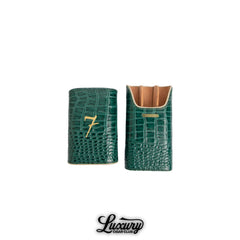 El Septimo Crocodile Three Cigar Travel Case