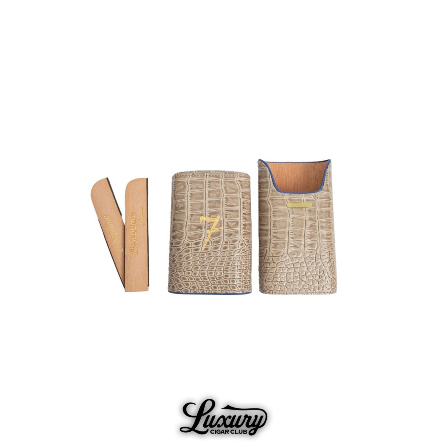 El Septimo Crocodile Three Cigar Travel Case